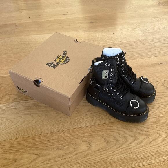 Dr. Martens - Jadon Hardware Max Milled Napa Leather Platform Buckle Boots Black - Picture 1 of 8